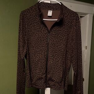 PINK Victoria's Secret Brown Leopard Zip-Front Bomber Jacket